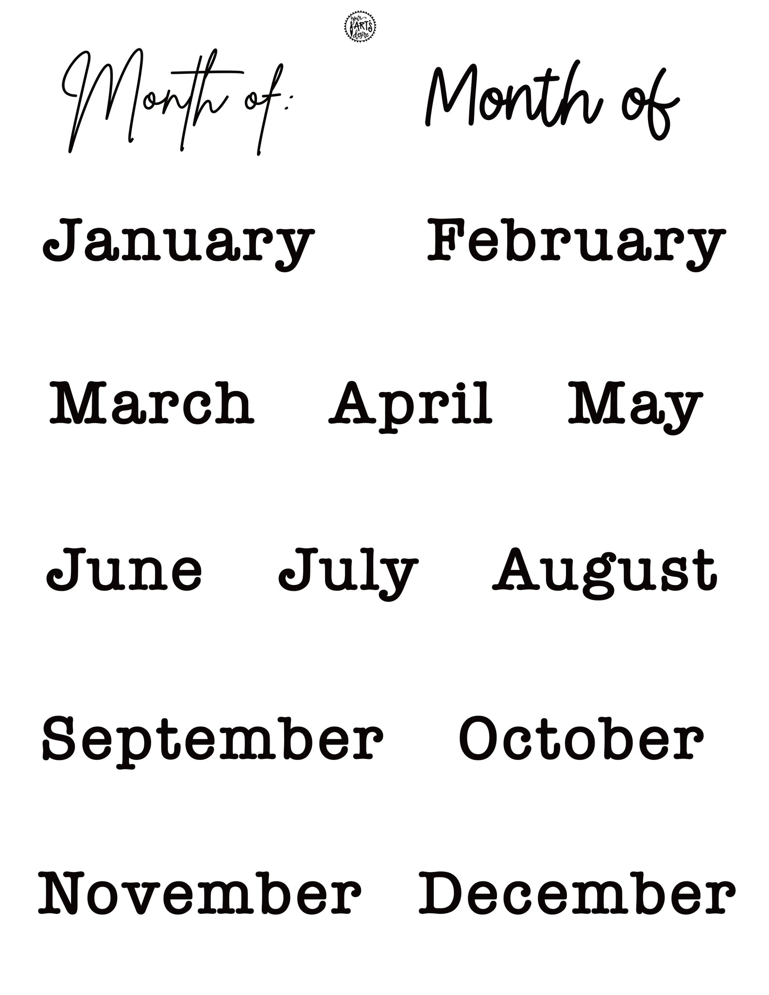 Months of the Year - Print – Your Art's Desire Studio
