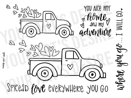 Old Truck - Valentine's Day Coloring Bisque