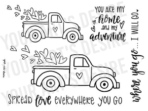 Old Truck - Valentine's Day Coloring Bisque