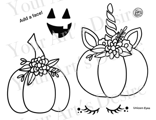 Unicorn and Plain Flower Pumpkin