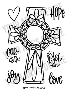 Coloring Book Cross with WORDS