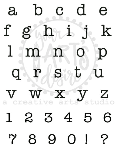 Alphabet - Typewriter Lower Case & Numbers/Punctuation