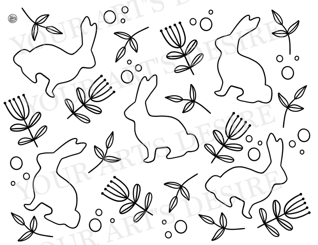 Sitting Bunny - Coloring Bisque/Repeating Pattern
