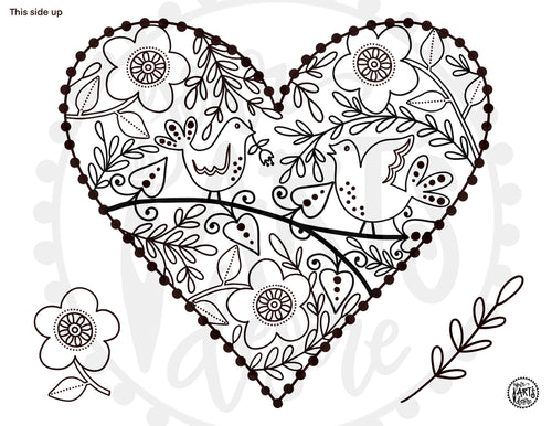 Folk Art Heart - Coloring Book