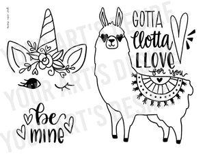 Llama / Unicorn - Valentine's Day Coloring Bisque