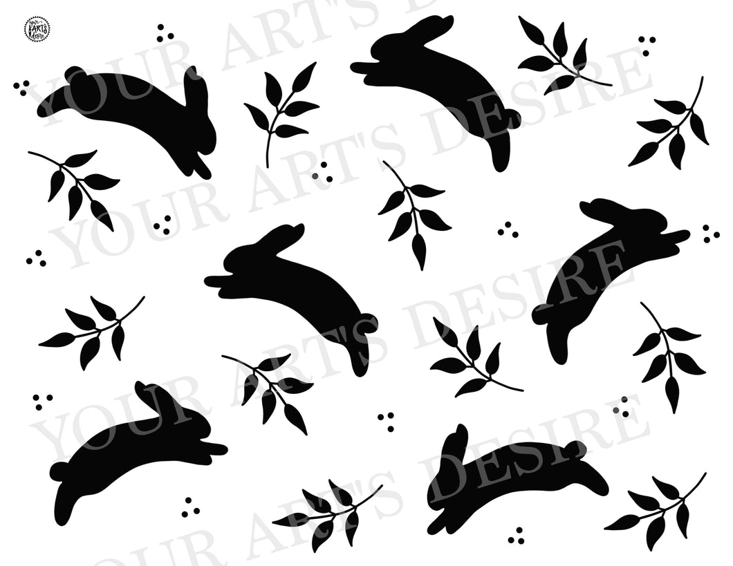 Leaping Bunny - Full Color/Repeating Pattern