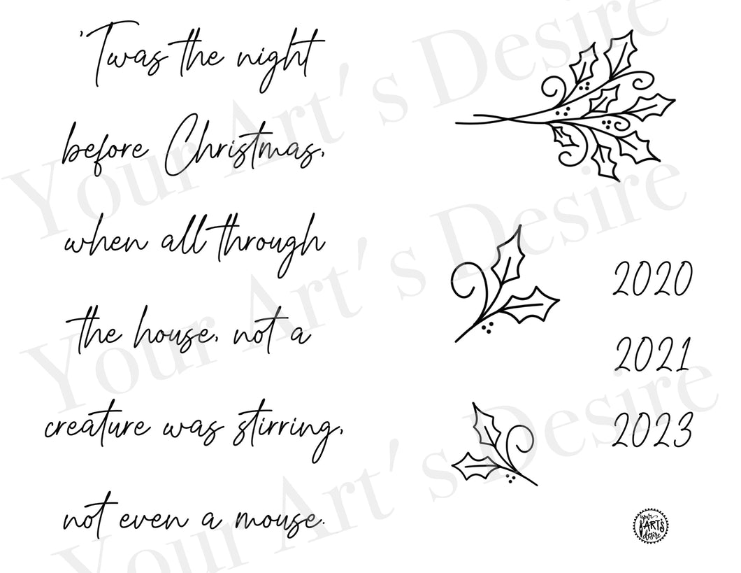 Night Before Christmas with Greenery - cursive font